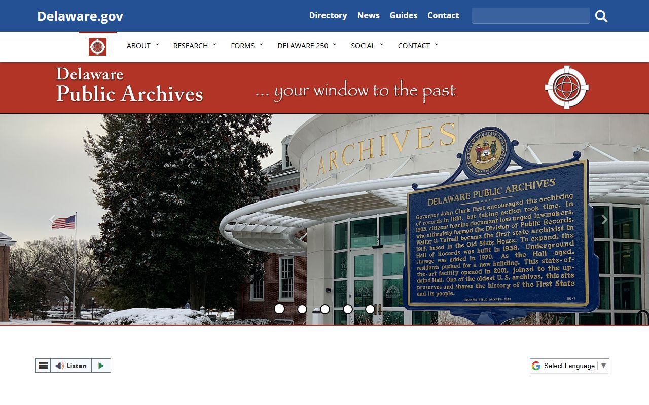 Delaware Public Archives site for New Castle birth records