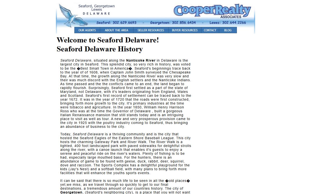 Seaford Delaware history context for Birth Records